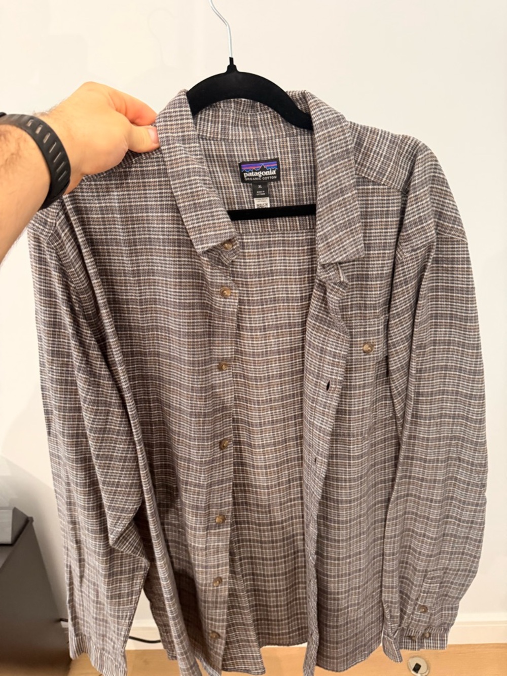 Patagonia Brown and Gray Plaid Organic Cotton Shirt